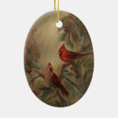 Holiday Cardinals Keramisch Ornament (Achterkant)