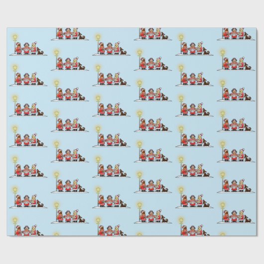 Holiday Carolers Kerstmis Cadeaupapier (Vlak)