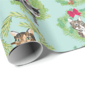 Holiday Cat Wreaths Cadeaupapier (Rol Hoek)