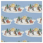 Holiday Cavalier King Charles Spaniel Fabric Stof (Close Up)