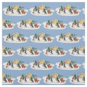 Holiday Cavalier King Charles Spaniel Fabric Stof