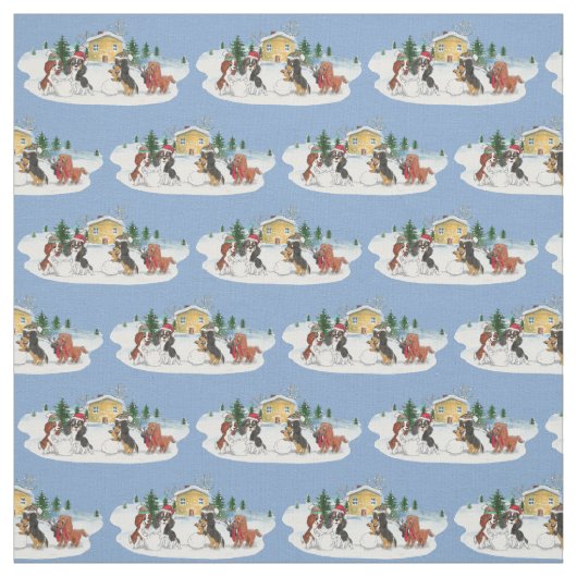 Holiday Cavalier King Charles Spaniel Fabric Stof (Swatch)