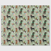 Holiday Celebration Coonhounds Green Cadeaupapier (Vlak)
