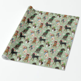 Holiday Celebration Coonhounds Green Cadeaupapier