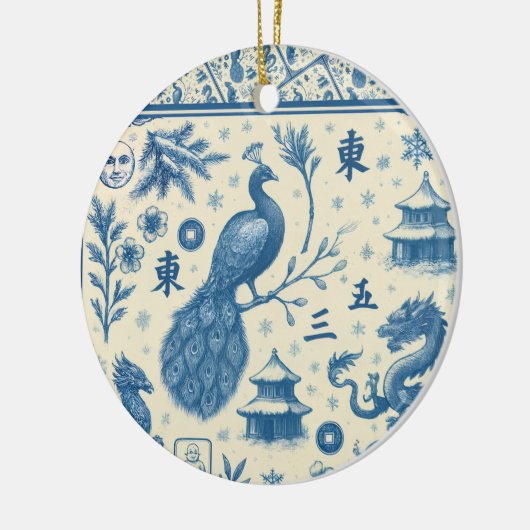 Holiday Ceramic Mahjong Toile Ornament (Links)