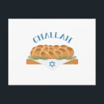 Holiday Challah Briefkaart<br><div class="desc">Het gezicht en de geur van de challah-liefhebbers doen elke joodse ziel weer leven met de herinnering dat Shabbat dichtbij is.  Ring in de feestdagen met dit ontwerp op tafelrunners en meer!</div>