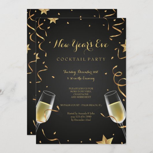 Holiday Champagne Uitnodiging (Voorkant / Achterkant)