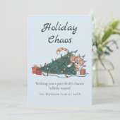 Holiday Chaos Funny Cat Christmas Card Feestdagenkaart (Staand voorkant)