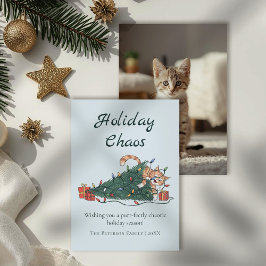 Holiday Chaos Funny Cat Christmas Card Feestdagenkaart