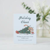 Holiday Chaos Funny Cat Christmas Postcard Feestdagenkaart (Staand voorkant)