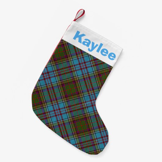 Holiday Charm Clan Anderson Tartan Kleine Kerstsok (Voorkant (Hangend))