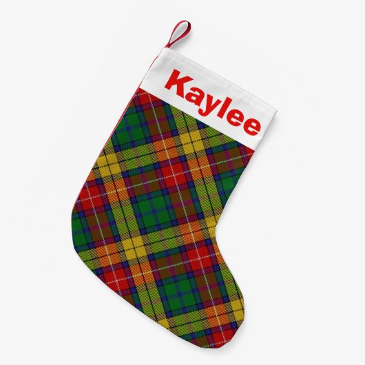 Holiday Charm Clan Buchanan Tartan Kleine Kerstsok (Voorkant (Hangend))