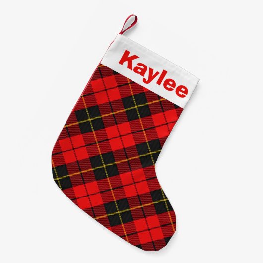 Holiday Charm Clan Wallace Tartan Kleine Kerstsok (Voorkant (Hangend))