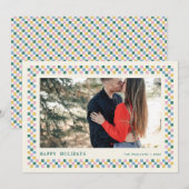 Holiday Checkerboard Holiday Photo Card - Blauwgro Feestdagenkaart (Voorkant / Achterkant)