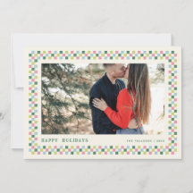 Holiday Checkerboard Holiday Photo Card - Groen