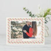 Holiday Checkerboard Holiday Photo Card - Rood Feestdagenkaart (Staand voorkant)