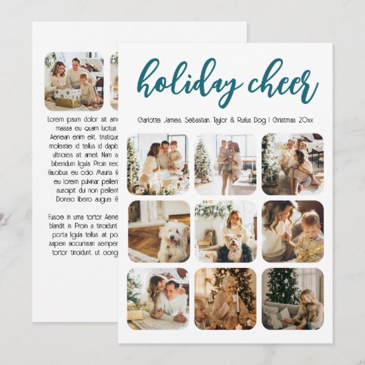 Holiday Cheer 12 Foto Kerstmis gepersonaliseerd Feestdagenkaart (Voorkant / Achterkant)