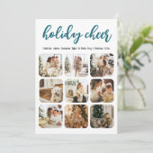 Holiday Cheer 12 Foto Kerstmis gepersonaliseerd Feestdagenkaart (Staand voorkant)