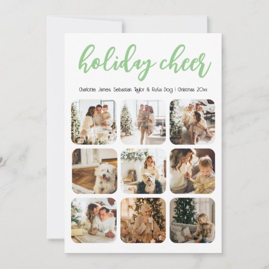 Holiday Cheer 12 Foto Kerstmis gepersonaliseerd Feestdagenkaart (Voorkant)