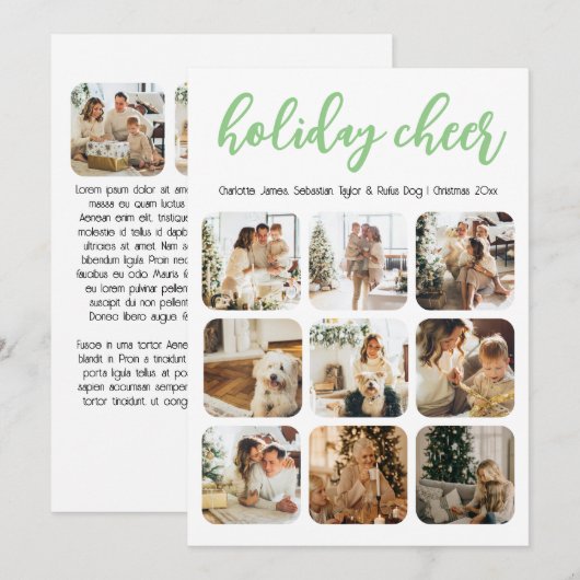 Holiday Cheer 12 Foto Kerstmis gepersonaliseerd Feestdagenkaart (Voorkant / Achterkant)