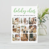 Holiday Cheer 12 Foto Kerstmis gepersonaliseerd Feestdagenkaart (Staand voorkant)