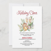 Holiday Cheer Baubles en Champagne Holiday Party Kaart (Voorkant)