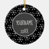Holiday Cheer Black Grey Snowflake Keramisch Ornament (Voorkant)