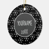 Holiday Cheer Black Grey Snowflake Keramisch Ornament (Links)