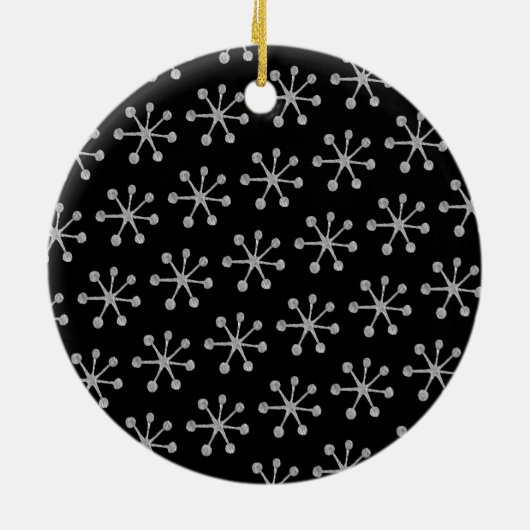 Holiday Cheer Black Grey Snowflake Keramisch Ornament (Achterkant)