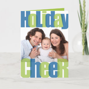 Holiday Cheer blue green overlay kerstfoto Feestdagen Kaart