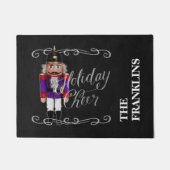 Holiday Cheer Chalkboard Paars en Red Nutcracker Deurmat (Voorkant)