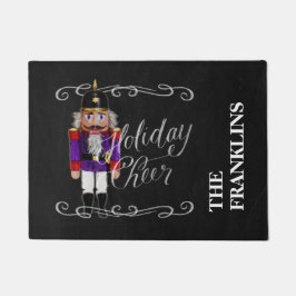 Holiday Cheer Chalkboard Paars en Red Nutcracker Deurmat