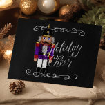 Holiday Cheer Chalkboard Paars en Red Nutcracker Feestdagen Kaart<br><div class="desc">Vakantiegerelateerde items ontworpen door Umua. Gedrukt en verzonden door Zazzle of hun gelieerde ondernemingen.</div>