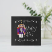 Holiday Cheer Chalkboard Paars en Red Nutcracker Feestdagenkaart (Staand voorkant)