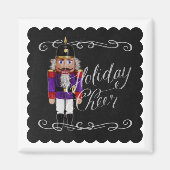 Holiday Cheer Chalkboard Paars en Red Nutcracker Magneet (Voorkant)