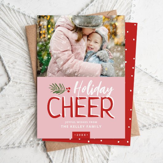 Holiday Cheer Christmas Photo Card Feestdagenkaart