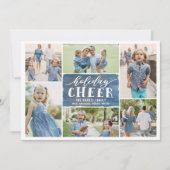 Holiday Cheer Collage Holiday Photo Card Navy Feestdagenkaart (Voorkant)