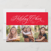 Holiday Cheer elegant drie foto rode kaart (Voorkant)