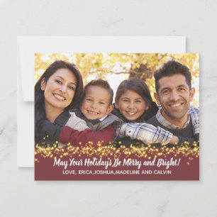 Holiday Cheer Familie Foto Gold Sparkle Feestdagenkaart