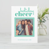 Holiday Cheer Foto met kerstfeest Green Holiday Ka Feestdagenkaart (Staand voorkant)