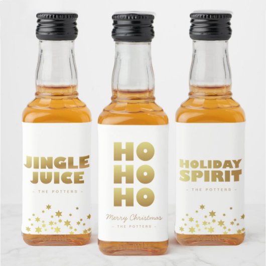 Holiday Cheer | Fun Christmas White & Gold Mini Likeurfles Etiket
