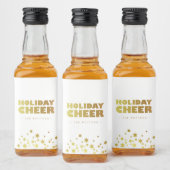 Holiday Cheer | Fun Christmas White & Gold Mini Likeurfles Etiket (Flessen)