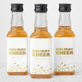Holiday Cheer | Fun Christmas White & Gold Mini Likeurfles Etiket