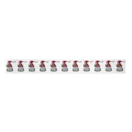 Holiday Cheer Gnome Ribbon Satijnen Lint (Voorkant)