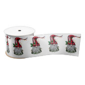 Holiday Cheer Gnome Ribbon Satijnen Lint (Spoel)