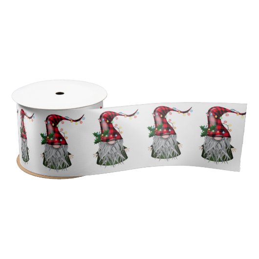 Holiday Cheer Gnome Ribbon Satijnen Lint (Spoel)