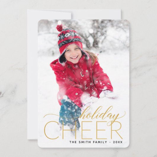 Holiday Cheer Gold-fotokaart Feestdagenkaart (Voorkant)