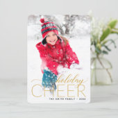 Holiday Cheer Gold-fotokaart Feestdagenkaart (Staand voorkant)