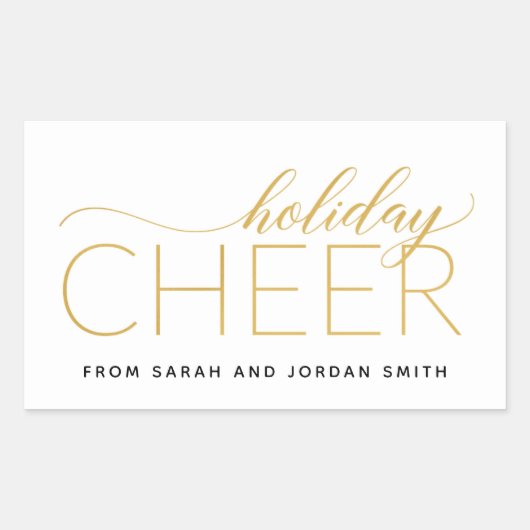 Holiday Cheer Gold Rechthoekige Sticker (Voorkant)