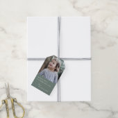 Holiday Cheer | Grayish Green kerstfoto Cadeaulabel (Met Touw)